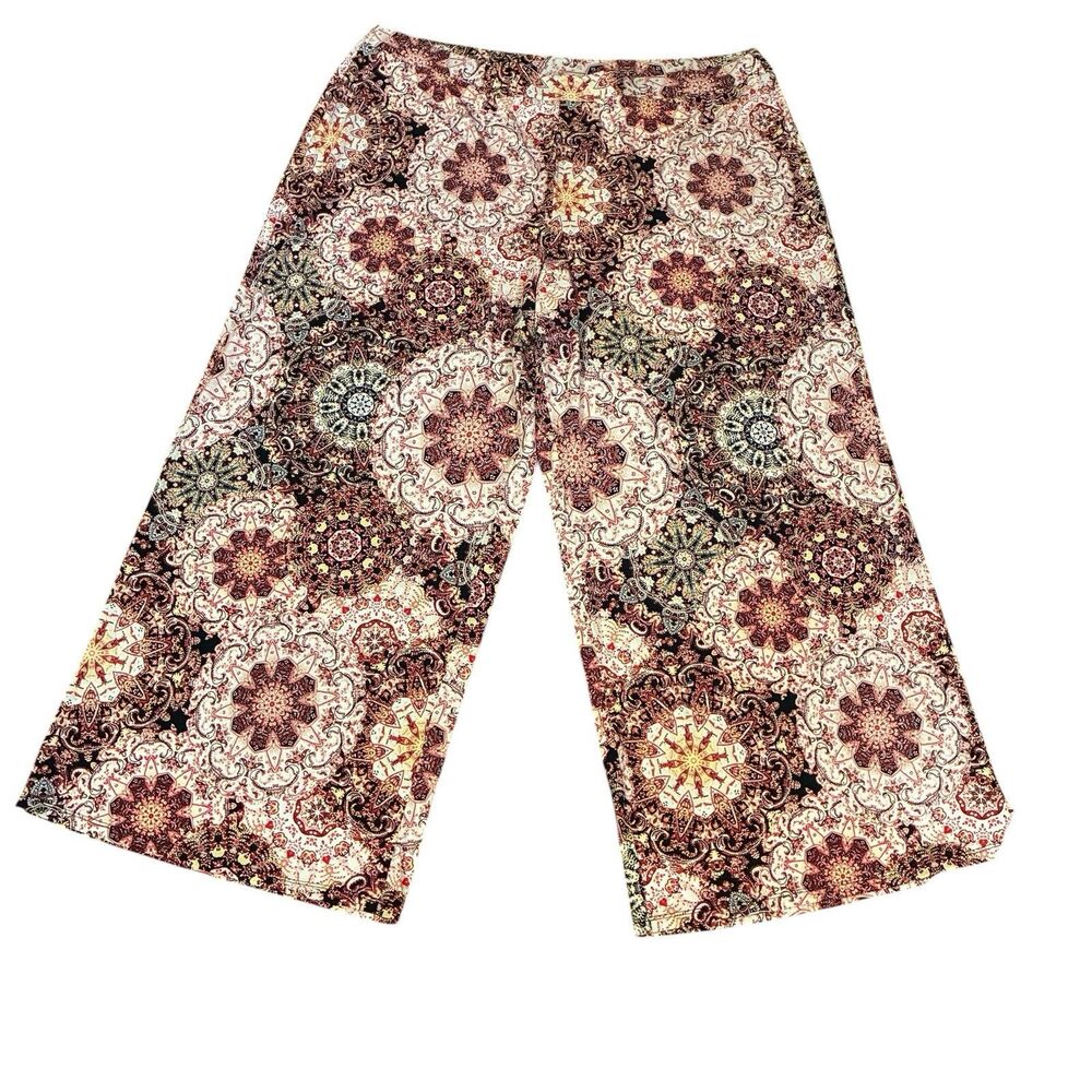 Cato women pull on, Wide Legged pants Black, Pink, White Patterns. Size 22/24W